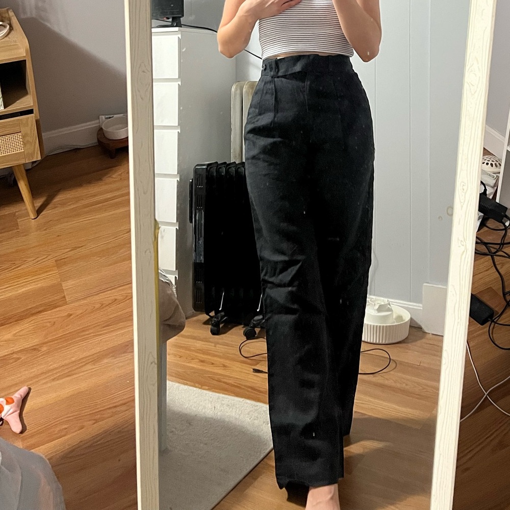 NWT A&F Black Linen Wide Leg Pants